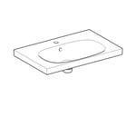 Lavabo serie Geberit Acanto, con superficie de apoyo: 75x48cm, Toma de grifo=Centro, Rebosadero=Visible, Blanco